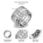 Peora Dazzling Silver Wide Band CZ Statement Ring