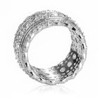 Peora Dazzling Silver Wide Band CZ Statement Ring
