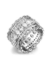 Peora Dazzling Silver Wide Band CZ Statement Ring