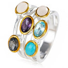 Stacked Style Multi Stone Band Ring