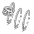 Stackable Trio Solitaire Halo & Pave CZ Rings