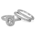 Stackable Trio Solitaire Halo & Pave CZ Rings