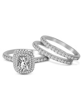 Stackable Trio Solitaire Halo & Pave CZ Rings