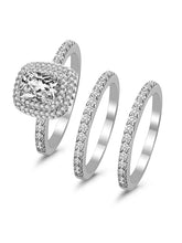 Stackable Trio Solitaire Halo & Pave CZ Rings