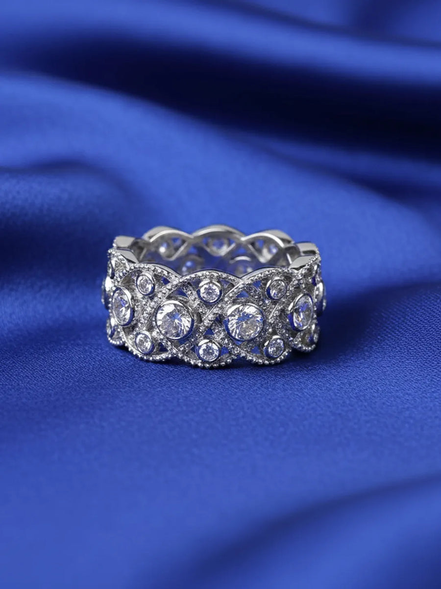 Azure Silver Crown Statement Ring For Women