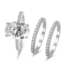 Stackable Trio Silver CZ Oval Ring For Women