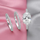 Stackable Trio Silver CZ Oval Ring For Women