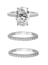 Stackable Trio Silver CZ Oval Ring For Women
