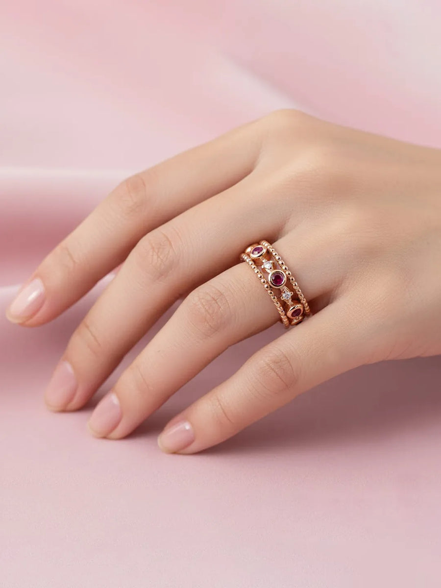 Rose Gold Ruby Eternity Band Ring
