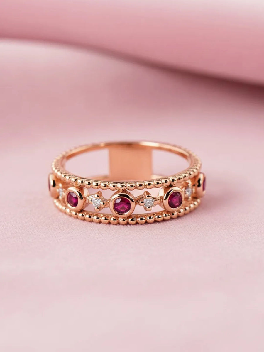 Rose Gold Ruby Eternity Band Ring