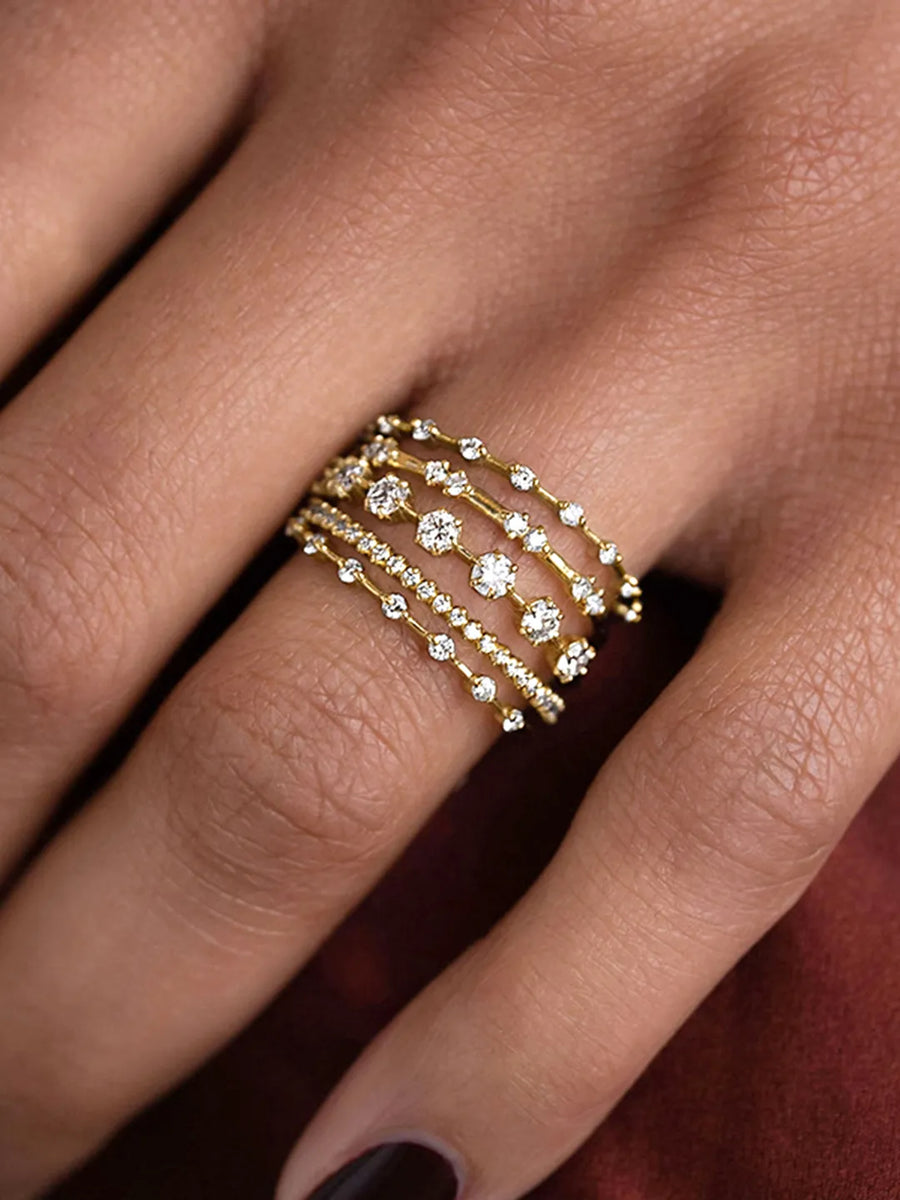 Gold Multi-Row CZ Statement Ring