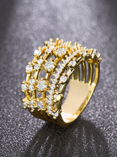 Gold Multi-Row CZ Statement Ring