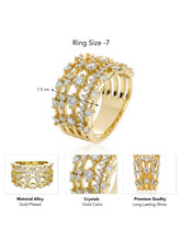 Gold Multi-Row CZ Statement Ring