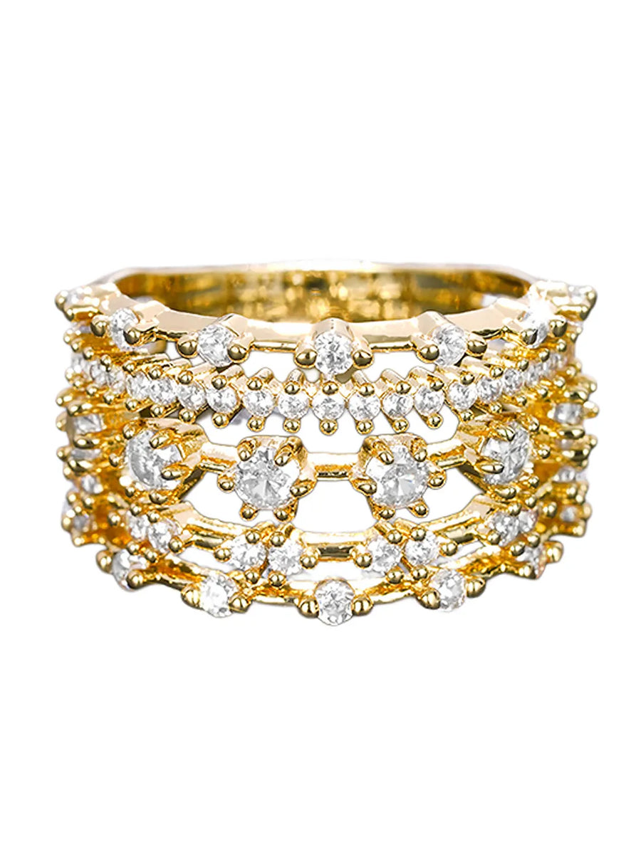Gold Multi-Row CZ Statement Ring