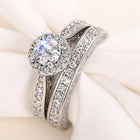 Forever CZ Solitaire Tennis Couple Ring Set