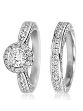 Forever CZ Solitaire Tennis Couple Ring Set