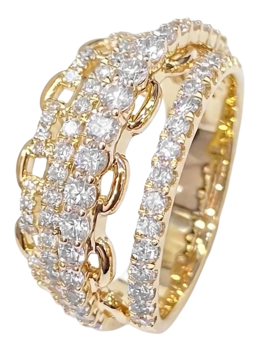 Peora Chain Style CZ Statement Ring - Gold