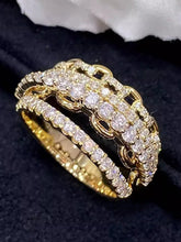 Peora Chain Style CZ Statement Ring - Gold