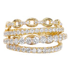 Peora Chain Style CZ Statement Ring - Gold