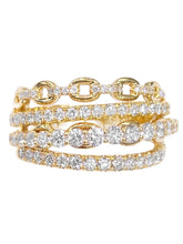 Peora Chain Style CZ Statement Ring - Gold