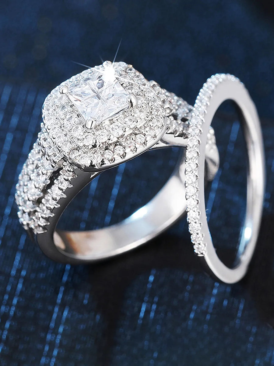 Peora CZ Cocktail Cluster Statement Ring - Silver