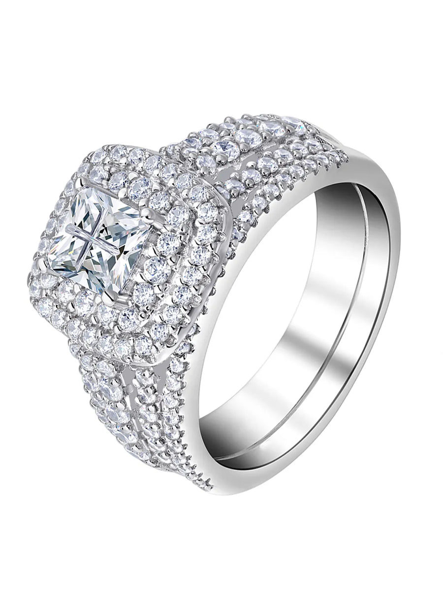 Peora CZ Cocktail Cluster Statement Ring - Silver