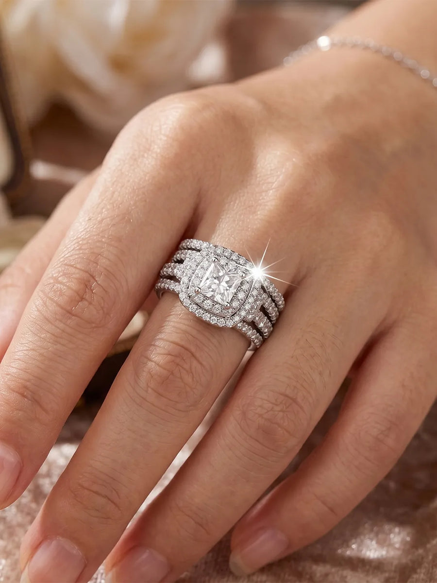 Peora CZ Cocktail Cluster Statement Ring - Silver