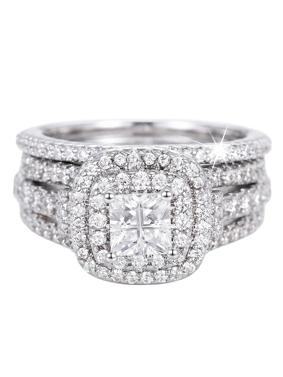 Peora CZ Cocktail Cluster Statement Ring - Silver