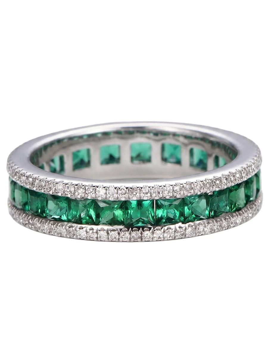 Peora Emerald Green CZ Eternity Band Ring