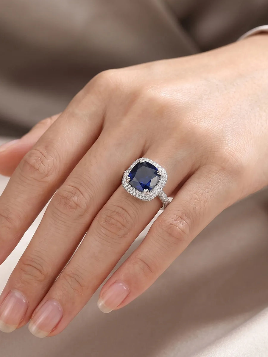 Peora Sapphire Crystal Designer Ring - Silver