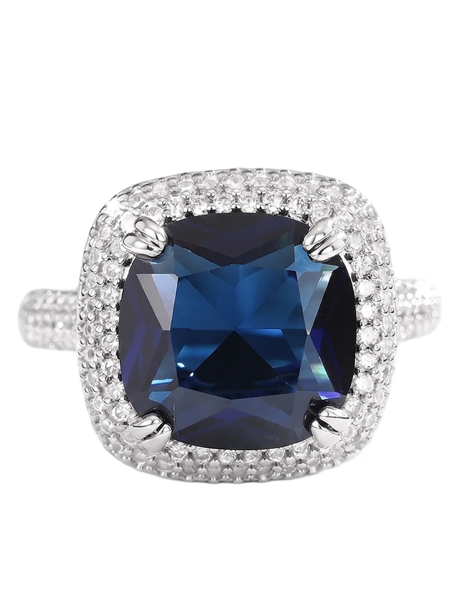 Peora Sapphire Crystal Designer Ring - Silver