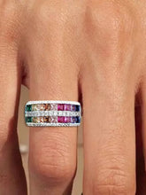 Peora Rainbow Two Row CZ Ring - Silver