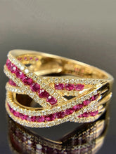 Peora Pink CZ Crossover Glam Statement Ring - Gold