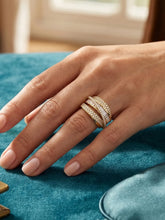 Peora Crossover  CZ Statement Ring - Gold