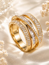 Peora Crossover  CZ Statement Ring - Gold