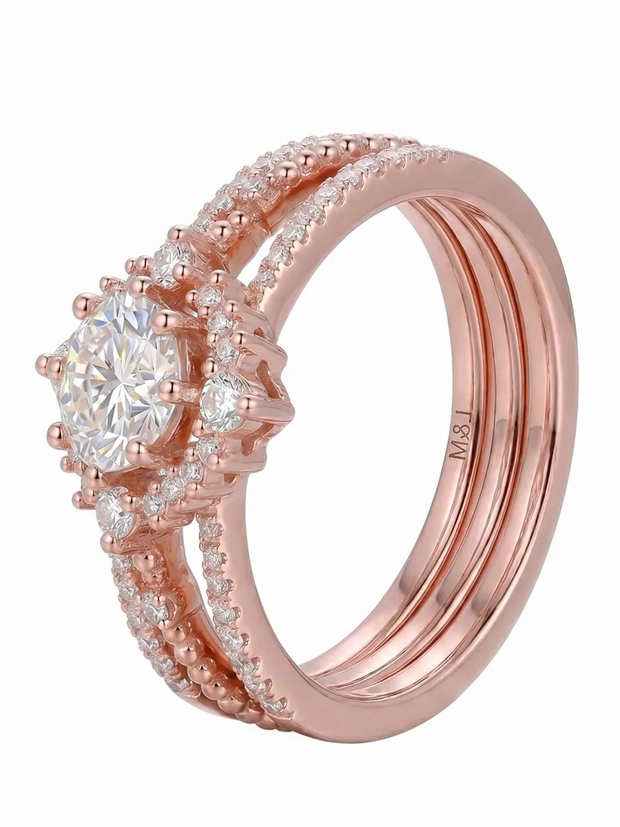 Peora Solitaire Bold CZ Cocktail Ring - Rose Gold