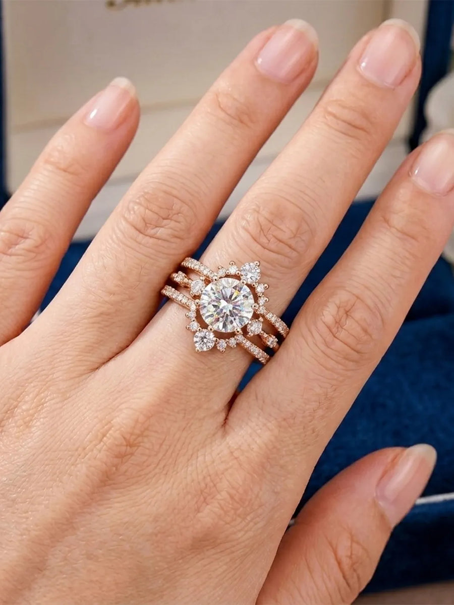 Peora Solitaire Bold CZ Cocktail Ring - Rose Gold