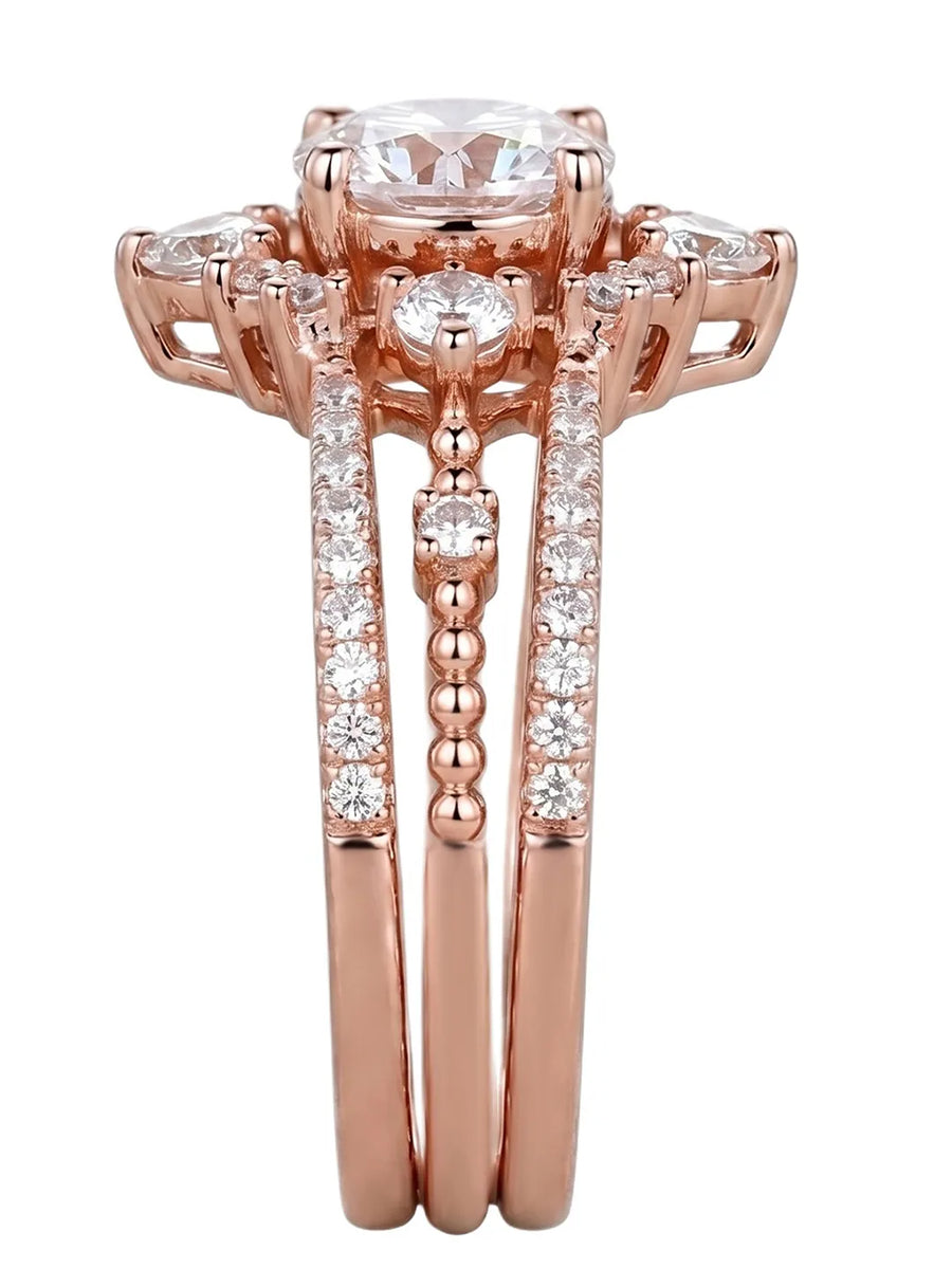 Peora Solitaire Bold CZ Cocktail Ring - Rose Gold