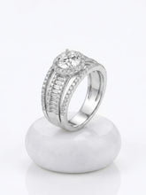 Silver Baguette Halo Statement Ring - Silver
