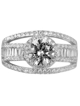 Silver Baguette Halo Statement Ring - Silver