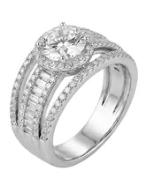 Silver Baguette Halo Statement Ring - Silver