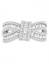 Peora Bow Inspired Baguette CZ Ring - Silver