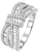 Peora Bow Inspired Baguette CZ Ring - Silver