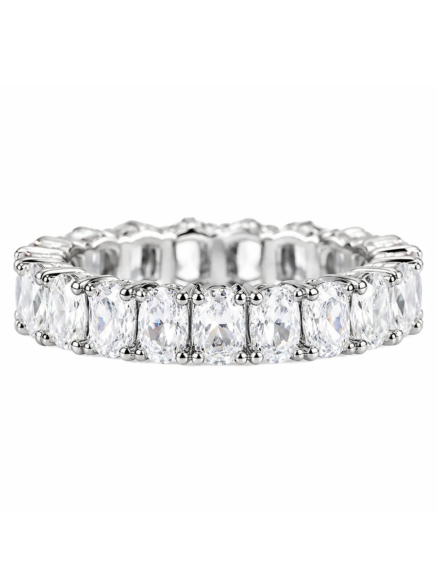 Peora Oval Cut Sparkle Eternity Ring - Silver
