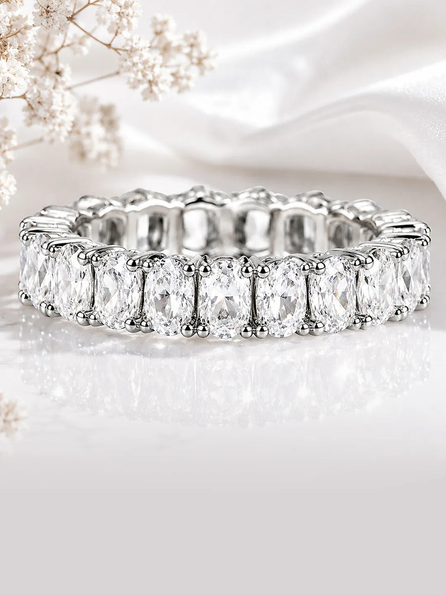 Peora Oval Cut Sparkle Eternity Ring - Silver