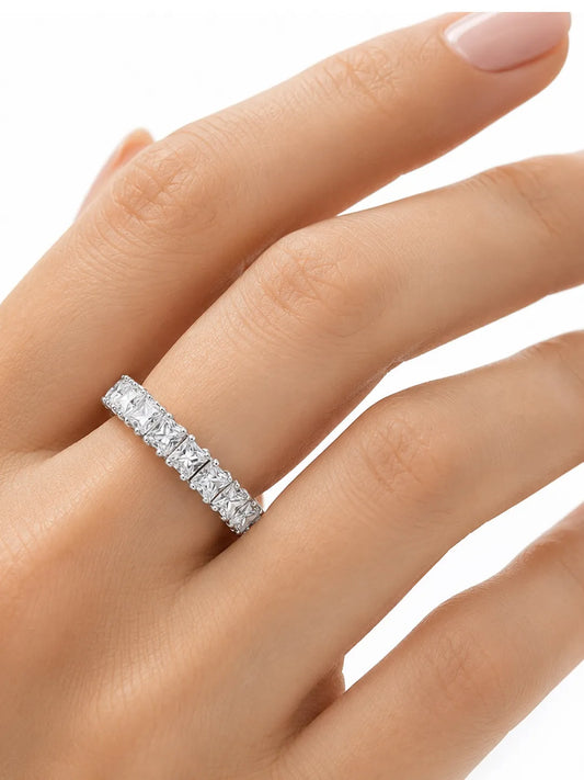 Peora Princess Cut Sparkle Eternity Ring - Silver