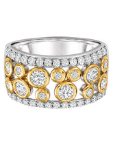 Peora Two Tone Bezel CZ Statement Ring - Silver
