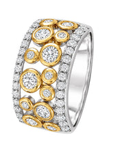 Peora Two Tone Bezel CZ Statement Ring - Silver