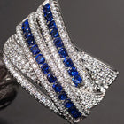 Peora Blue CZ Crossover Statement Ring - Silver