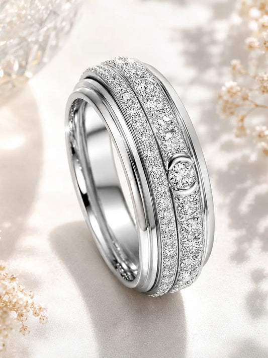 Peora CZ Luxe Eternity Style Ring - Silver